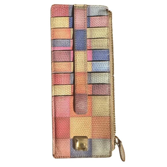 Lodis Julia Leather Pastel Patchwork Slim Long RDIF Credit Card Holder Wallet - Picture 1 of 5